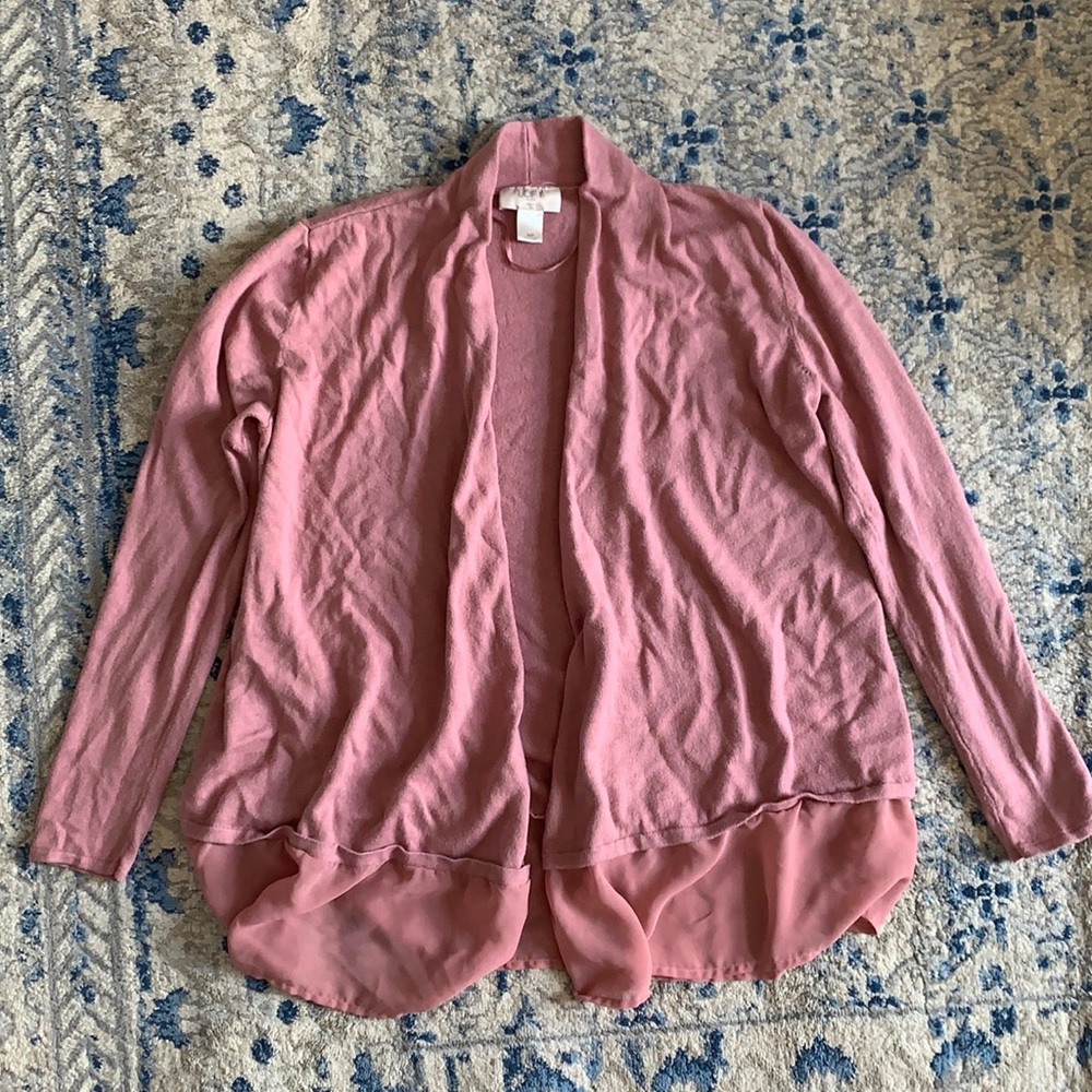 Loft Outlet Mauve Mixed Media Cardigan